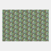 Feuille De Papier Cadeau baies festives traditionnel vert & rouge noël (Devant)