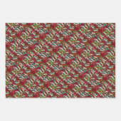 Feuille De Papier Cadeau Baies vertes de NOËL (Devant 3)