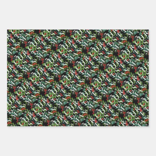 Feuille De Papier Cadeau Baies vertes de NOËL (Devant)