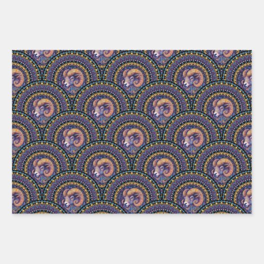 Feuille De Papier Cadeau Baies Whimsical Zodiac Mandala Art Déco St Jacques (Devant)