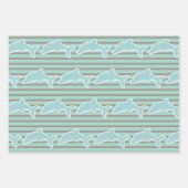 Feuille De Papier Cadeau Baignade Dauphin Joyeux Anniversaire Stripes (Devant 3)