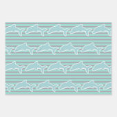 Feuille De Papier Cadeau Baignade Dauphin Joyeux Anniversaire Stripes (Devant 2)