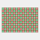 Feuille De Papier Cadeau Baignade et plongée en rouge et vert Noël (Devant)