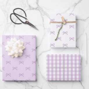 Feuille De Papier Cadeau Bain de bébé fille élégant Ruban violet Gingham Pr