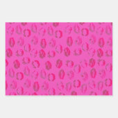 Feuille De Papier Cadeau Baisers à lèvres roses à la Saint-Valentin (Devant 3)