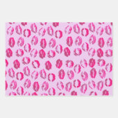 Feuille De Papier Cadeau Baisers à lèvres roses à la Saint-Valentin (Devant 2)