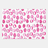 Feuille De Papier Cadeau Baisers à lèvres roses à la Saint-Valentin (Devant)