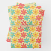 Feuille De Papier Cadeau Baisy rétro super en bleu jaune (En situation)