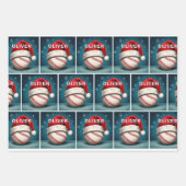 Feuille De Papier Cadeau Bal de baseball Rouge Père Noël (Devant)