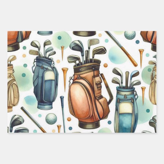 Feuille De Papier Cadeau Bal de golf (Devant 3)