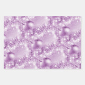 Feuille De Papier Cadeau Bal de Noël élégant violet, vert et turquoise (Devant)