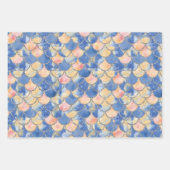 Feuille De Papier Cadeau Balances de sirène bleu, jaune et argent (Devant)