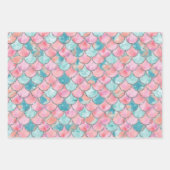 Feuille De Papier Cadeau Balances de sirènes turquoise, rose et argent (Devant 2)