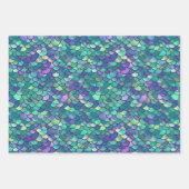 Feuille De Papier Cadeau Balances de sirènes violettes et vertes (Devant)