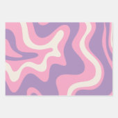 Feuille De Papier Cadeau Balayage liquide rétro Super rose violet Abstrait (Devant 3)