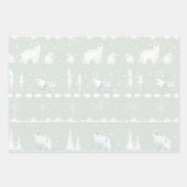 Feuille De Papier Cadeau Balayage nordique Animaux d'hiver bleu vert (Devant 2)