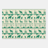 Feuille De Papier Cadeau Balayage nordique Forêt Beige Vert Animaux d'hiver (Devant 2)