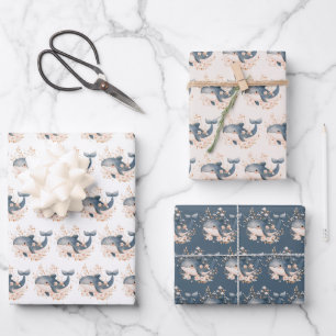 Feuille De Papier Cadeau Baleine mignonne