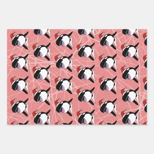 Feuille De Papier Cadeau Baleine tueuse Orca Christmas (Devant 3)