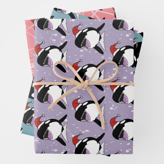 Feuille De Papier Cadeau Baleine tueuse Orca Christmas (En situation)