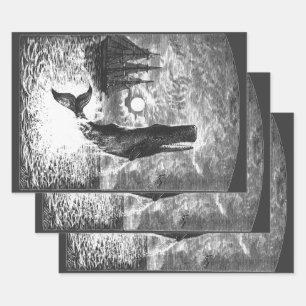 Feuille De Papier Cadeau Baleine vintage, Vie Marine Animaux