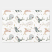 Feuille De Papier Cadeau Baleines Aquarelle sous la mer (Devant)