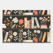 Feuille De Papier Cadeau Balise cadeau Livres et Fleurs (Devant 2)