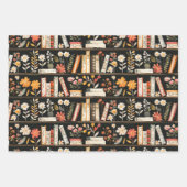 Feuille De Papier Cadeau Balise cadeau Livres et Fleurs (Devant)