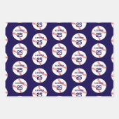 Feuille De Papier Cadeau Balle de baseball | Nom et numéro (Devant)