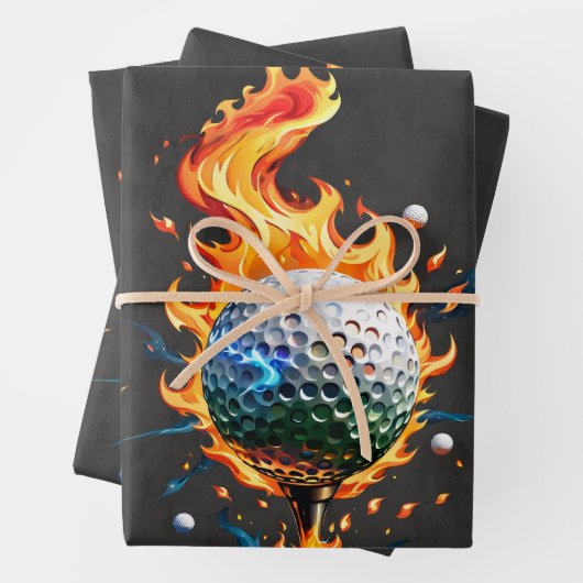Feuille De Papier Cadeau balle de golf blanc (En situation)