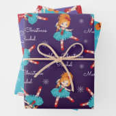 Feuille De Papier Cadeau Ballerina de Noël des cheveux rouges (En situation)