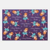 Feuille De Papier Cadeau Ballerina de Noël des cheveux rouges (Devant)