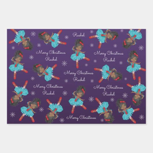 Feuille De Papier Cadeau Ballerine noire de Noël (Devant)