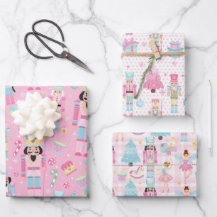 Feuille De Papier Cadeau Ballet Casse-noix rose mignon