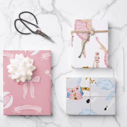 Feuille De Papier Cadeau Ballet de biscuit rose (Recto)