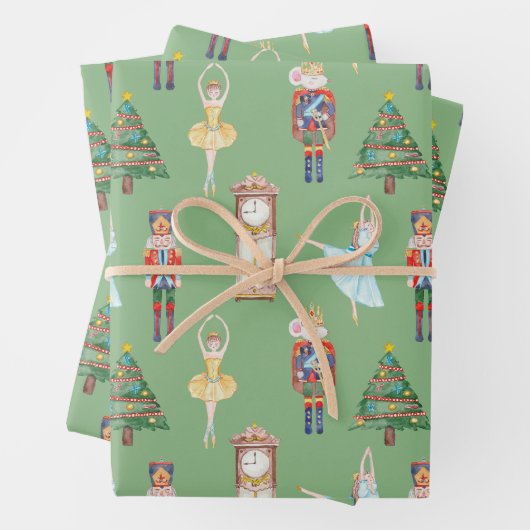 Feuille De Papier Cadeau Ballet de craquelette d'aquarelle (En situation)