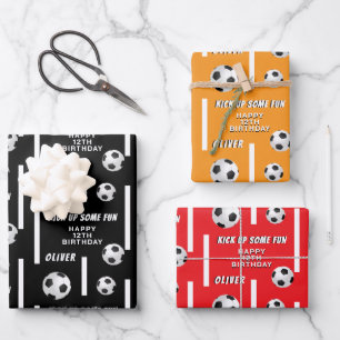 Feuille De Papier Cadeau Ballon de Football Sports Enfants Fête d'Anniversa