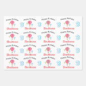 Feuille De Papier Cadeau Ballons à air chaud Design Anniversaire Nom person (Devant 3)