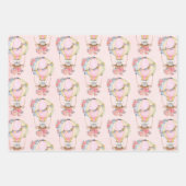 Feuille De Papier Cadeau Ballons à air chaud mignon avec aquarelle à ours (Devant)