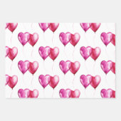 Feuille De Papier Cadeau Ballons Coeur Rose Anniversaire (Devant)