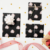 Feuille De Papier Cadeau Ballons d'or noir rose