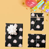 Feuille De Papier Cadeau Ballons d'or noir rose