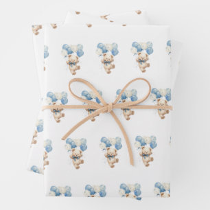 Feuille De Papier Cadeau Ballons d'ours en peluche Nous pouvons attendre Ba