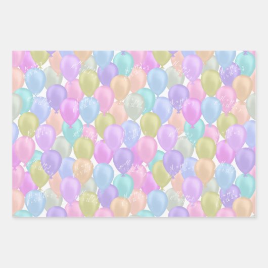 Feuille De Papier Cadeau Balloon Pastel (Devant 2)