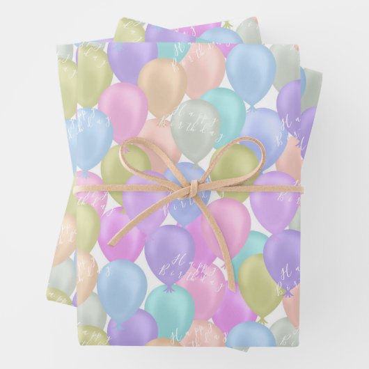 Feuille De Papier Cadeau Balloon Pastel (En situation)