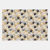 Feuille De Papier Cadeau Balloons & Bows Gold Black Silver Christmas (Devant 2)
