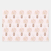 Feuille De Papier Cadeau Balloons Ours En Ours En Oeuvre Rose Lune Stars (Devant 2)