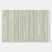 Feuille De Papier Cadeau Bamanko Boho Sage vert points et Motif de rayures (Devant)