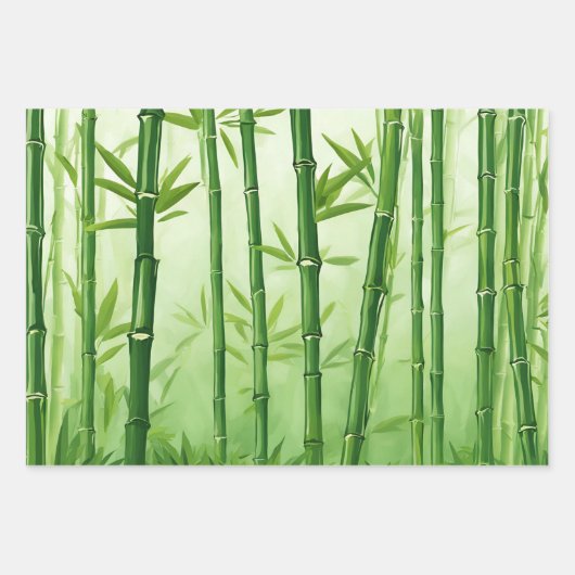 Feuille De Papier Cadeau Bambou vert Toutes les occasions (Devant 3)