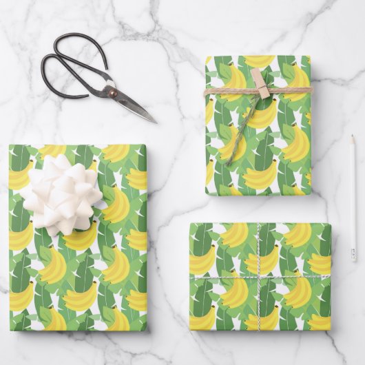 Feuille De Papier Cadeau Banana Leaves et Fruit Pattern (Recto)
